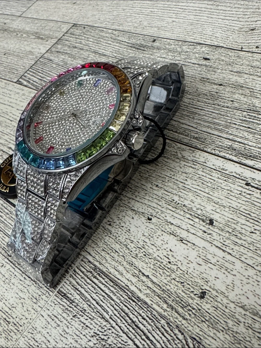 AJ USA Men's Crystal Pavé Stainless Steel Watch NEW